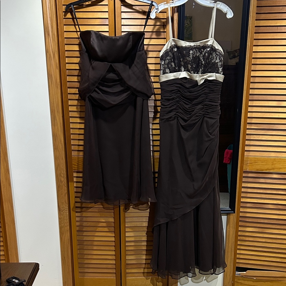 Bundle 2 Chocolate Brown Gowns Size 10 Da Vinci After Six